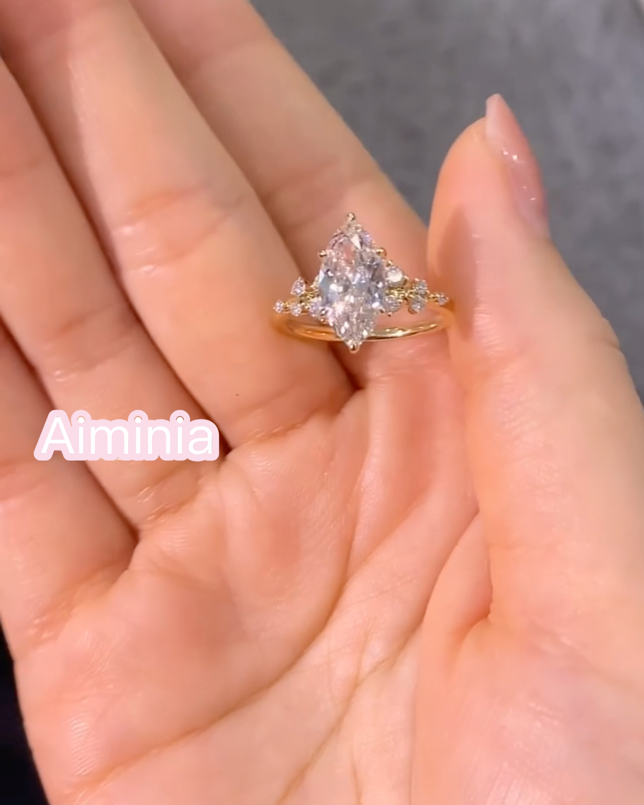 Meteor Marquise -Cut, Lab-Grown Diamond Ring, D Color, VS1 Clarity