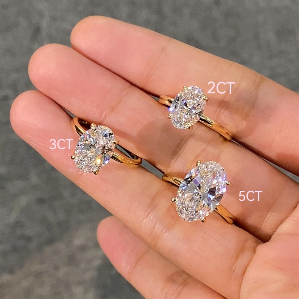 Oval Lab-Grown Diamond Ring — Hidden Halo, Dazzling Brilliance