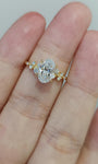 Oval Lab Diamond Ring - Adorned with Small Diamonds, Exquisitely Sparkling