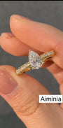Teardrop-shaped artificial diamond ring