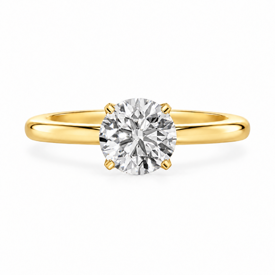 Round, yellow gold