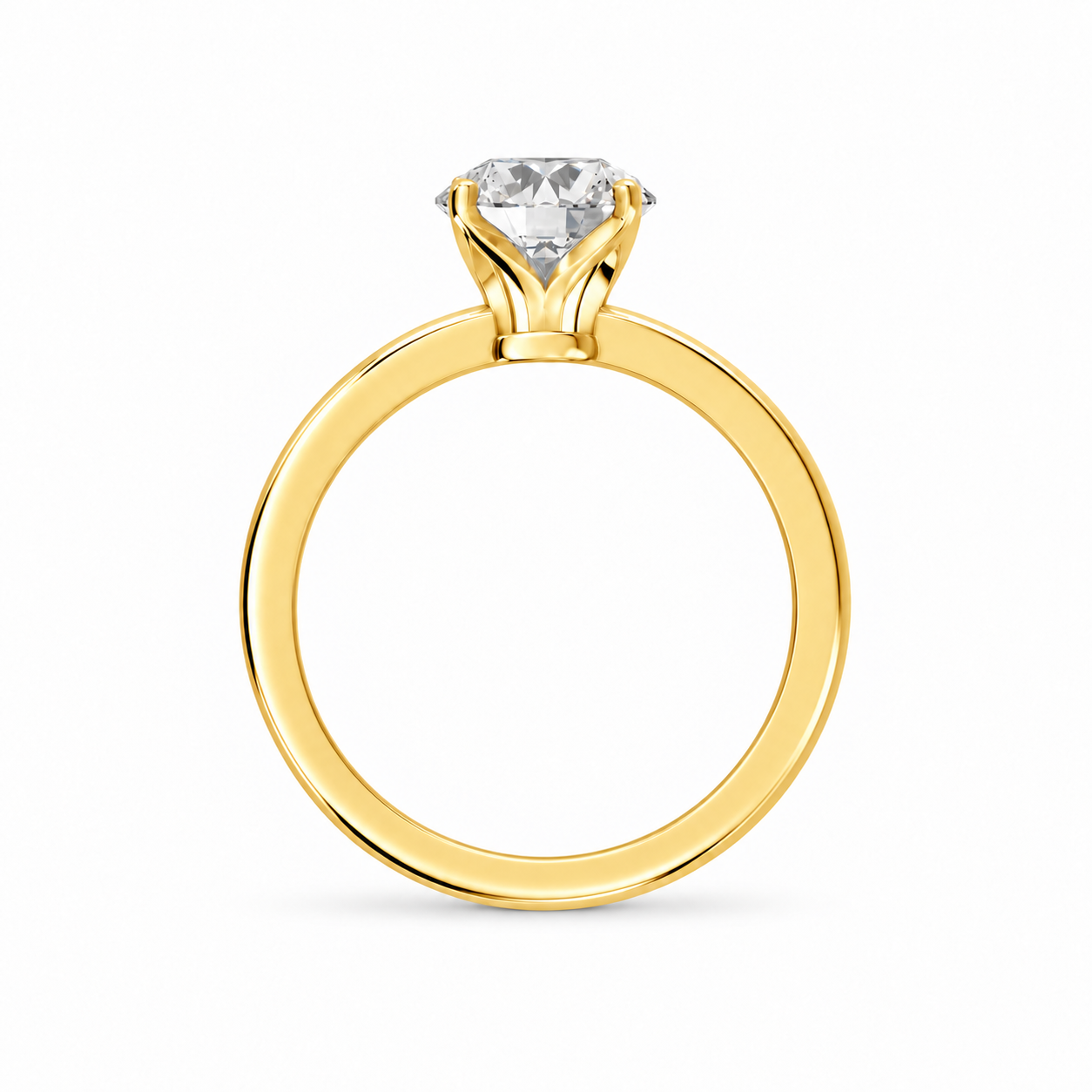 Round, yellow gold