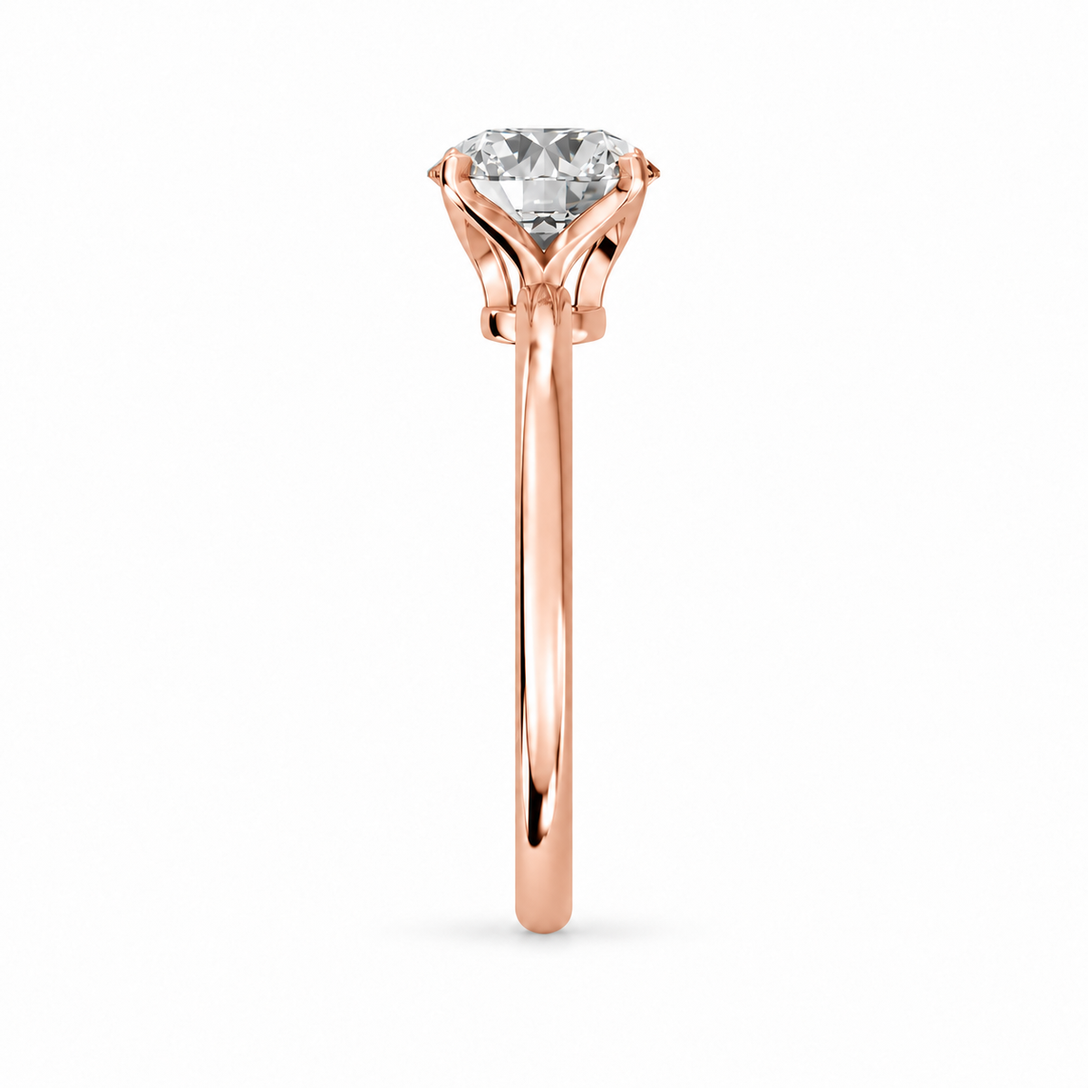Round, rose gold