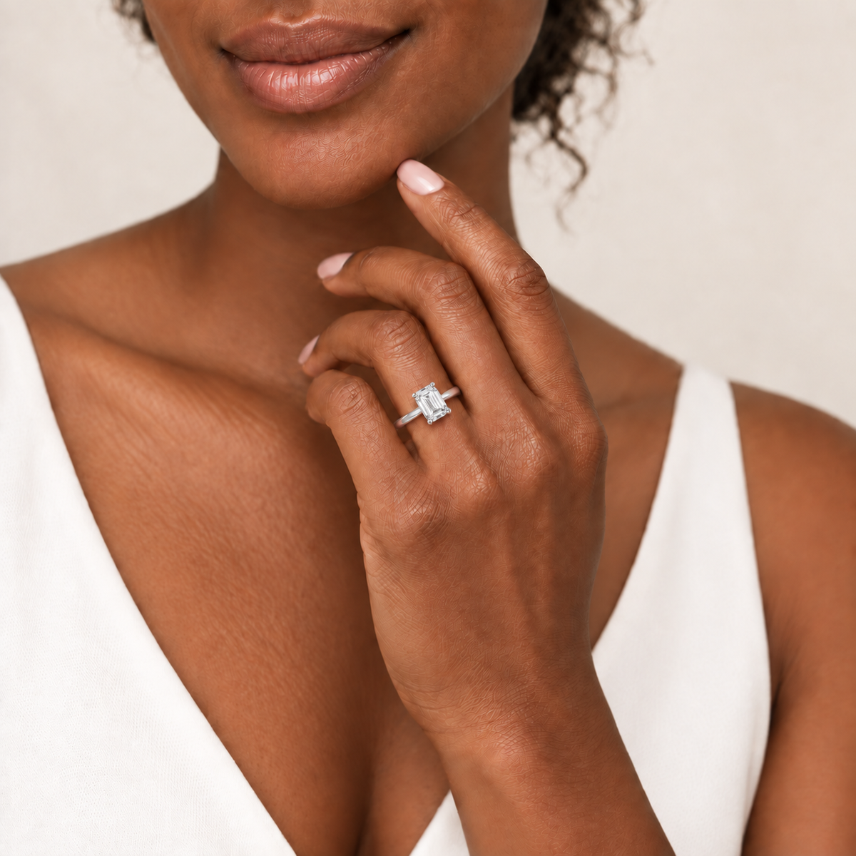 Emerald, white gold