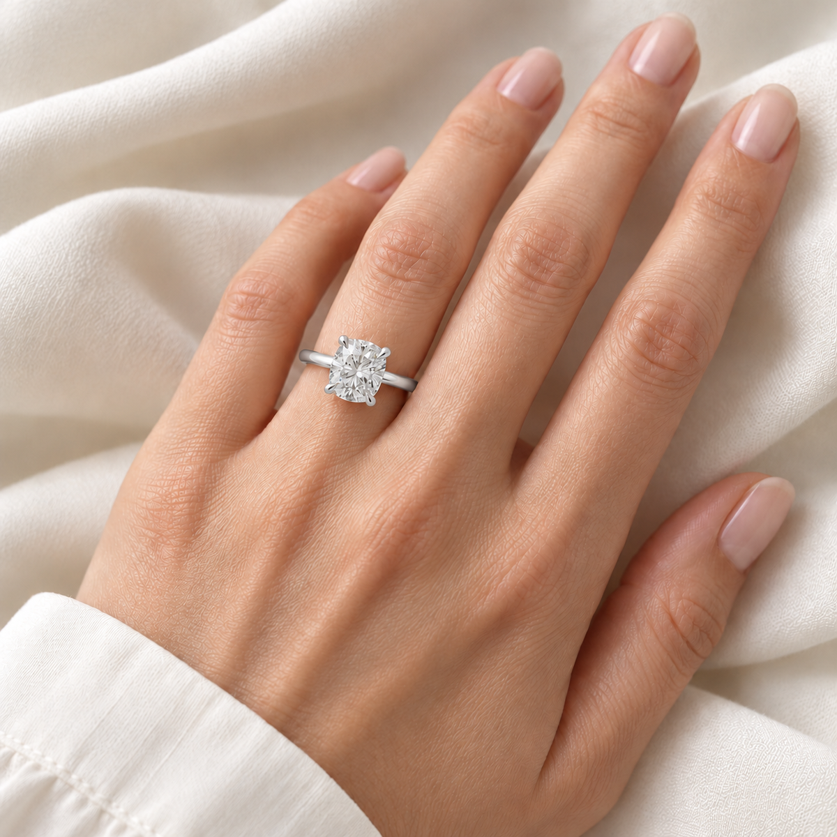Cushion, white gold