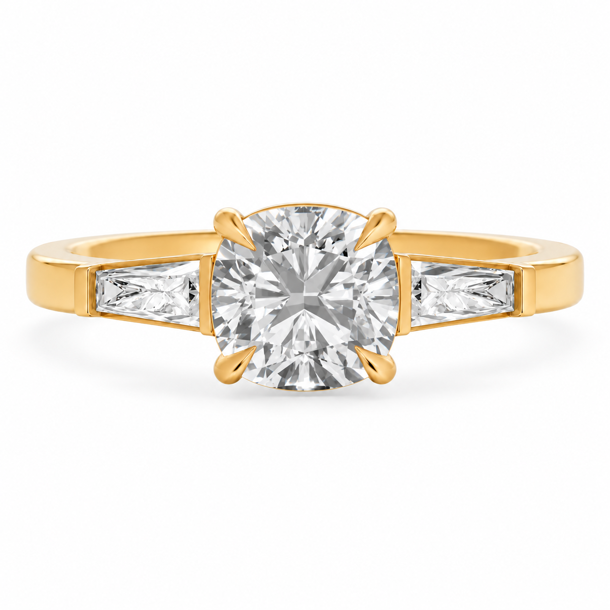 Cushion, yellow gold