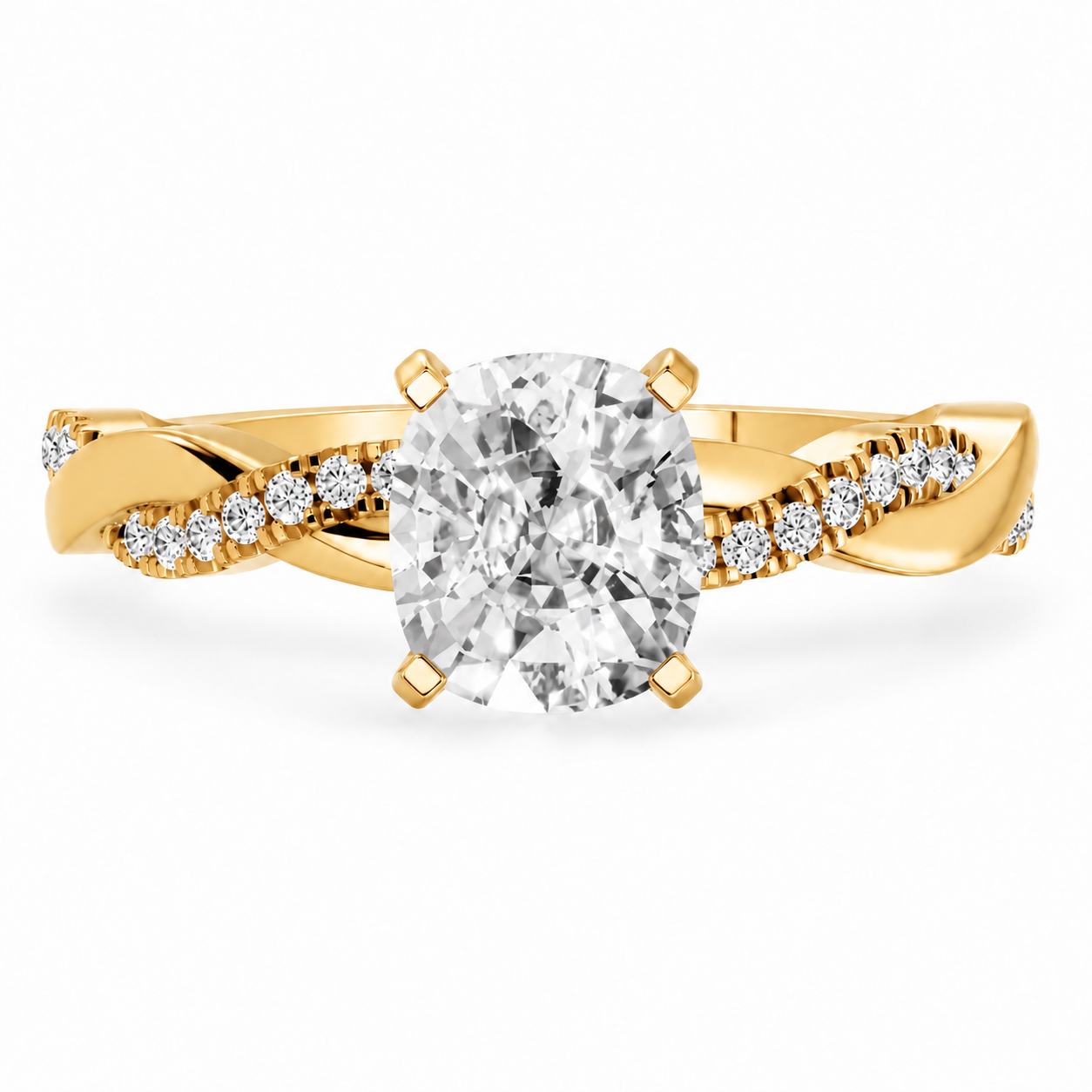 Cushion, yellow gold