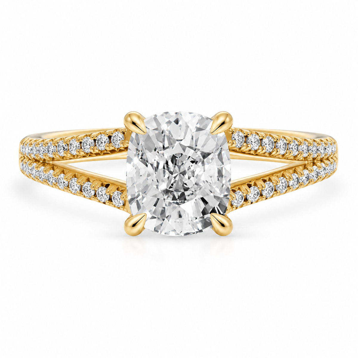 Cushion, yellow gold