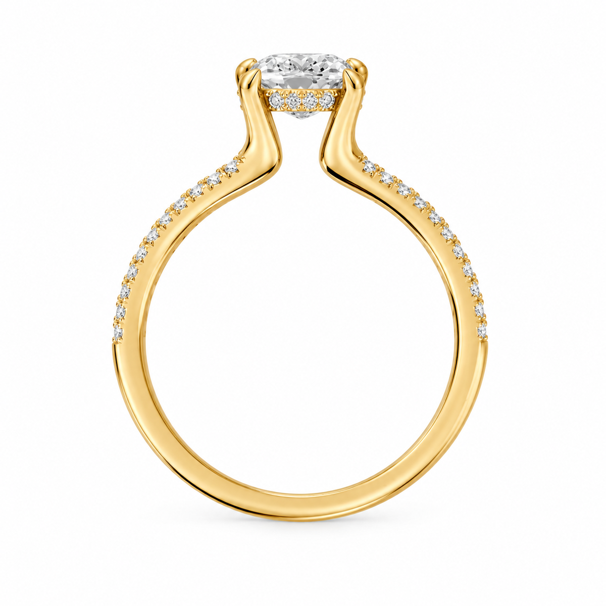 Cushion, yellow gold