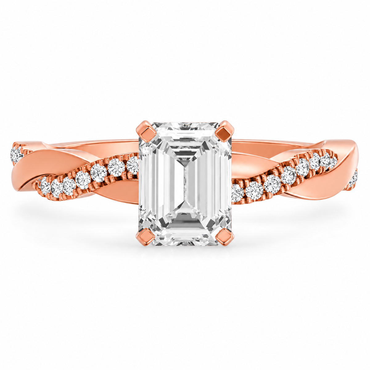 Emerald, rose gold