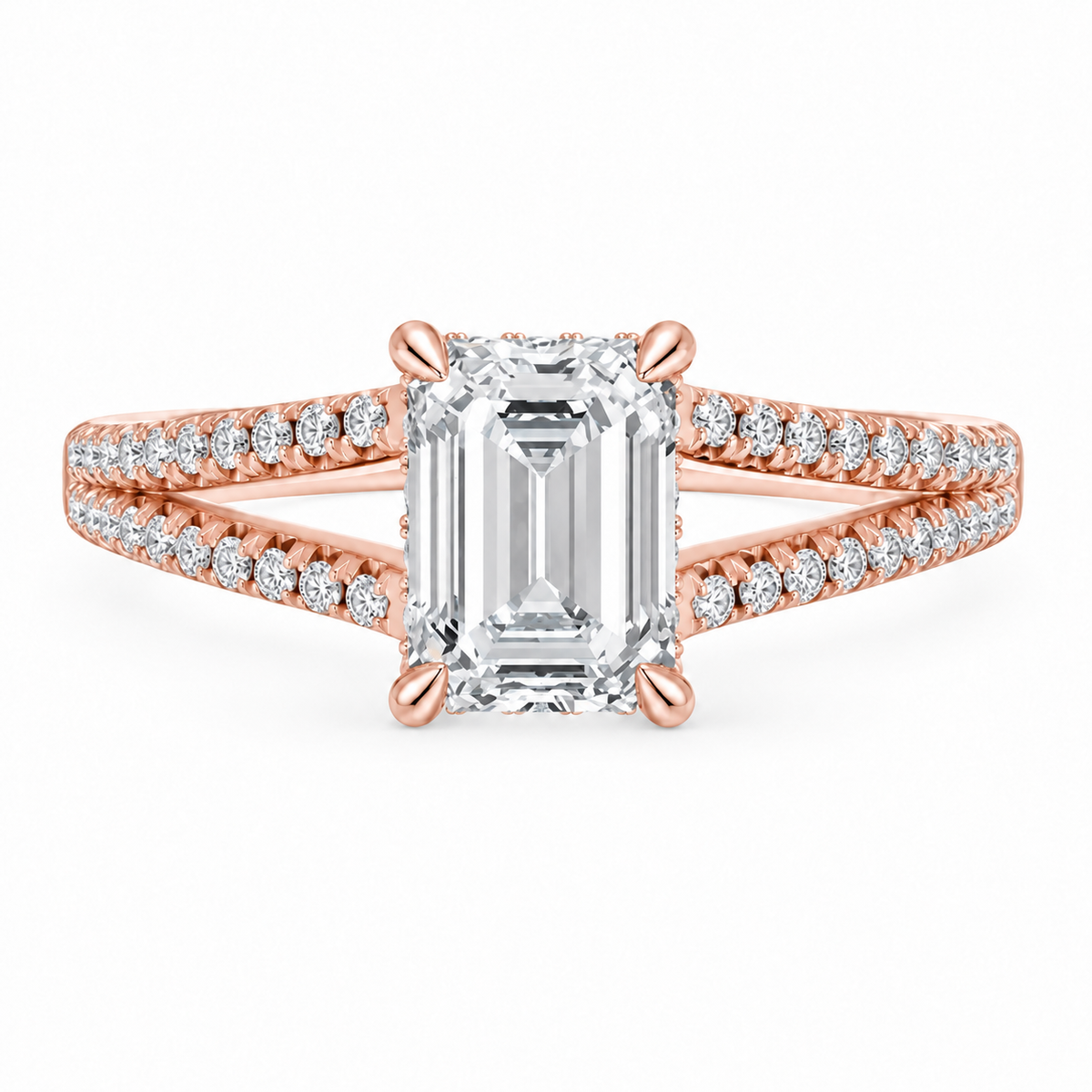 Emerald, rose gold