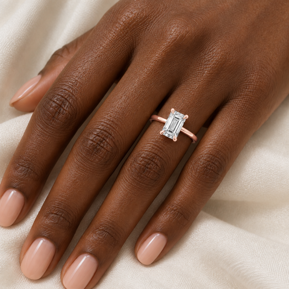 Emerald, rose gold