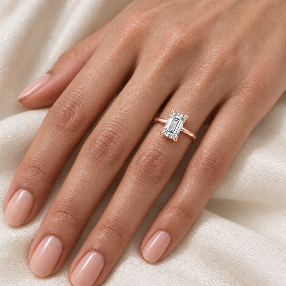 Emerald, rose gold
