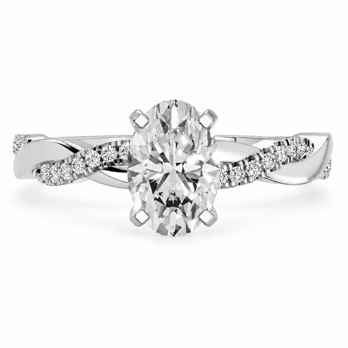 Oval, white gold