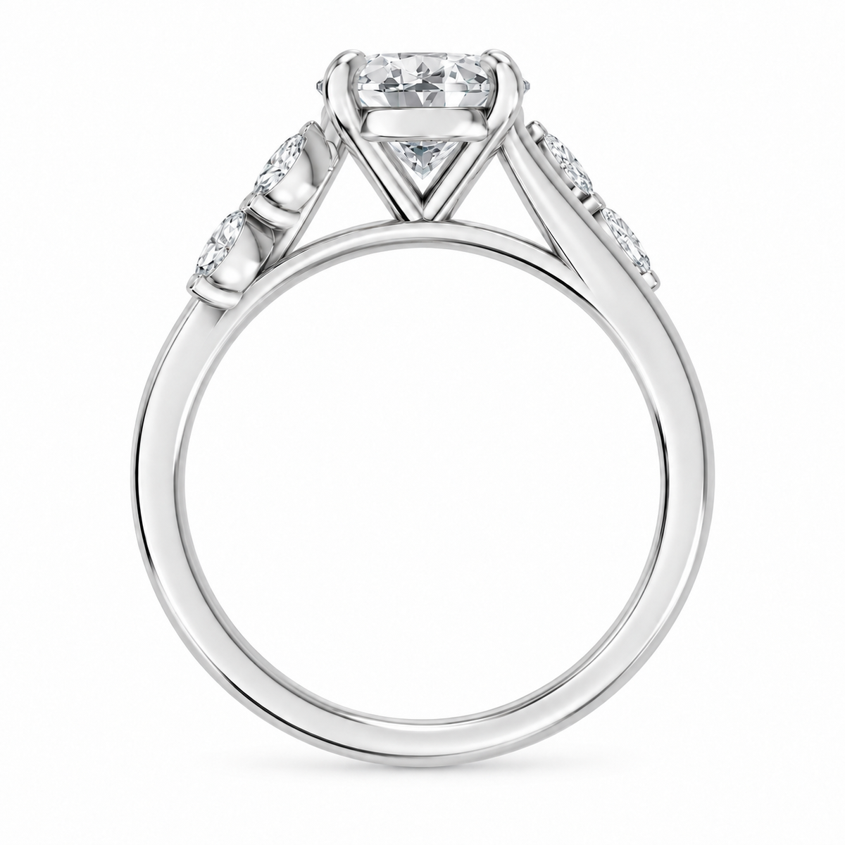 Oval, white gold