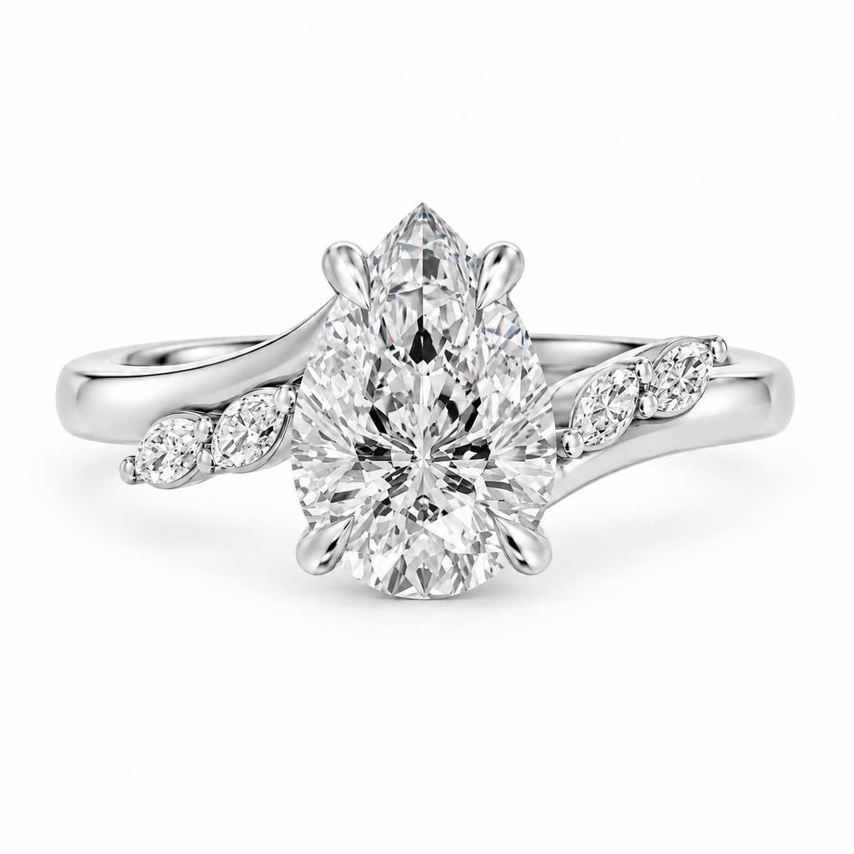 Pear, white gold