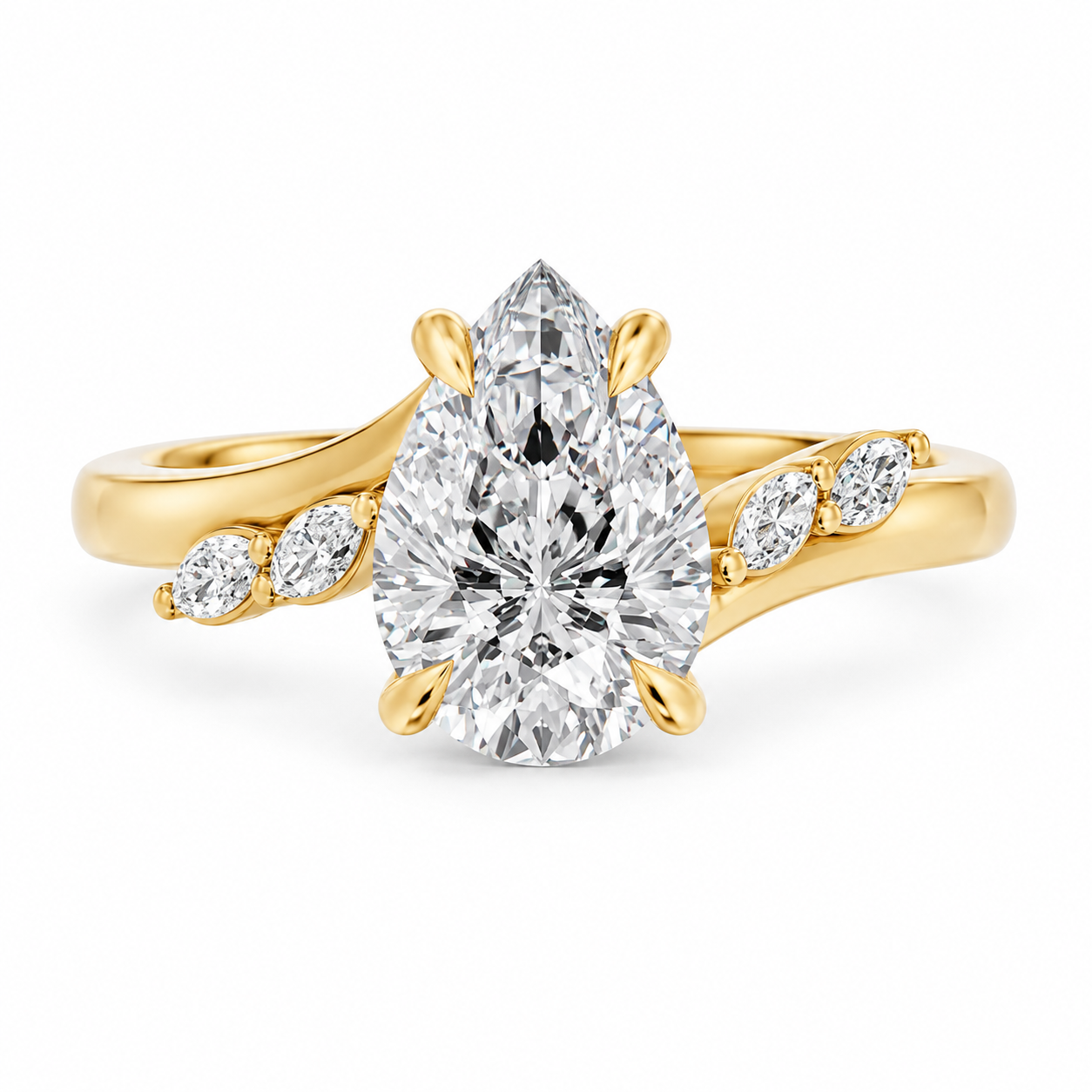 Pear, yellow gold