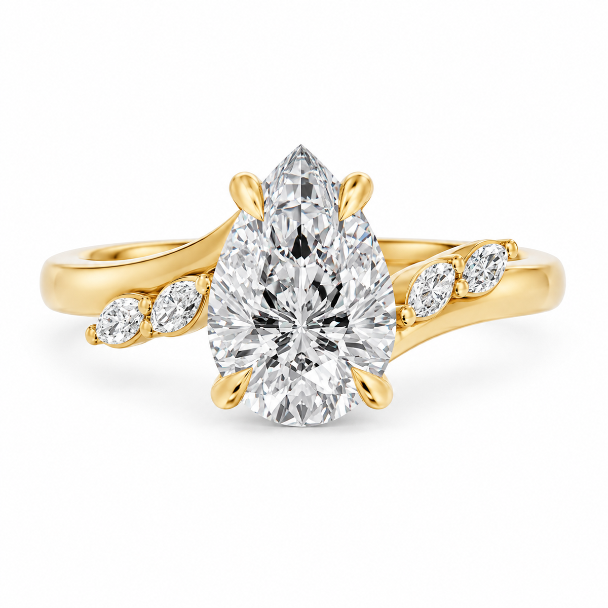 Pear, yellow gold