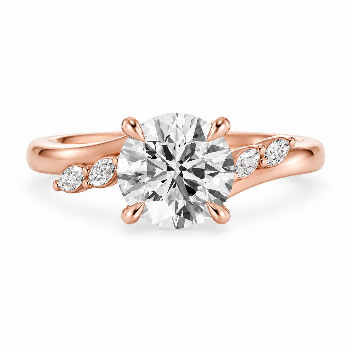 Round, rose gold
