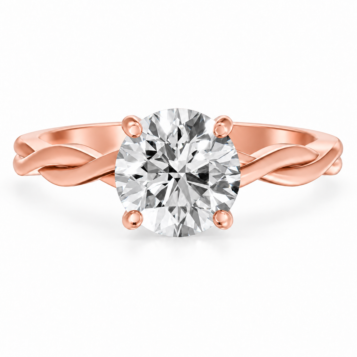 Round, rose gold