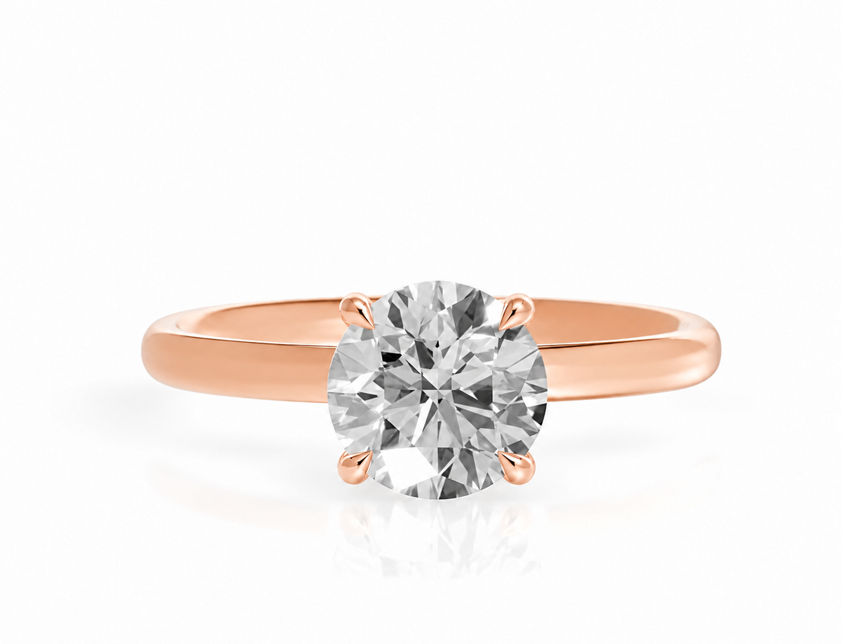 Round, rose gold