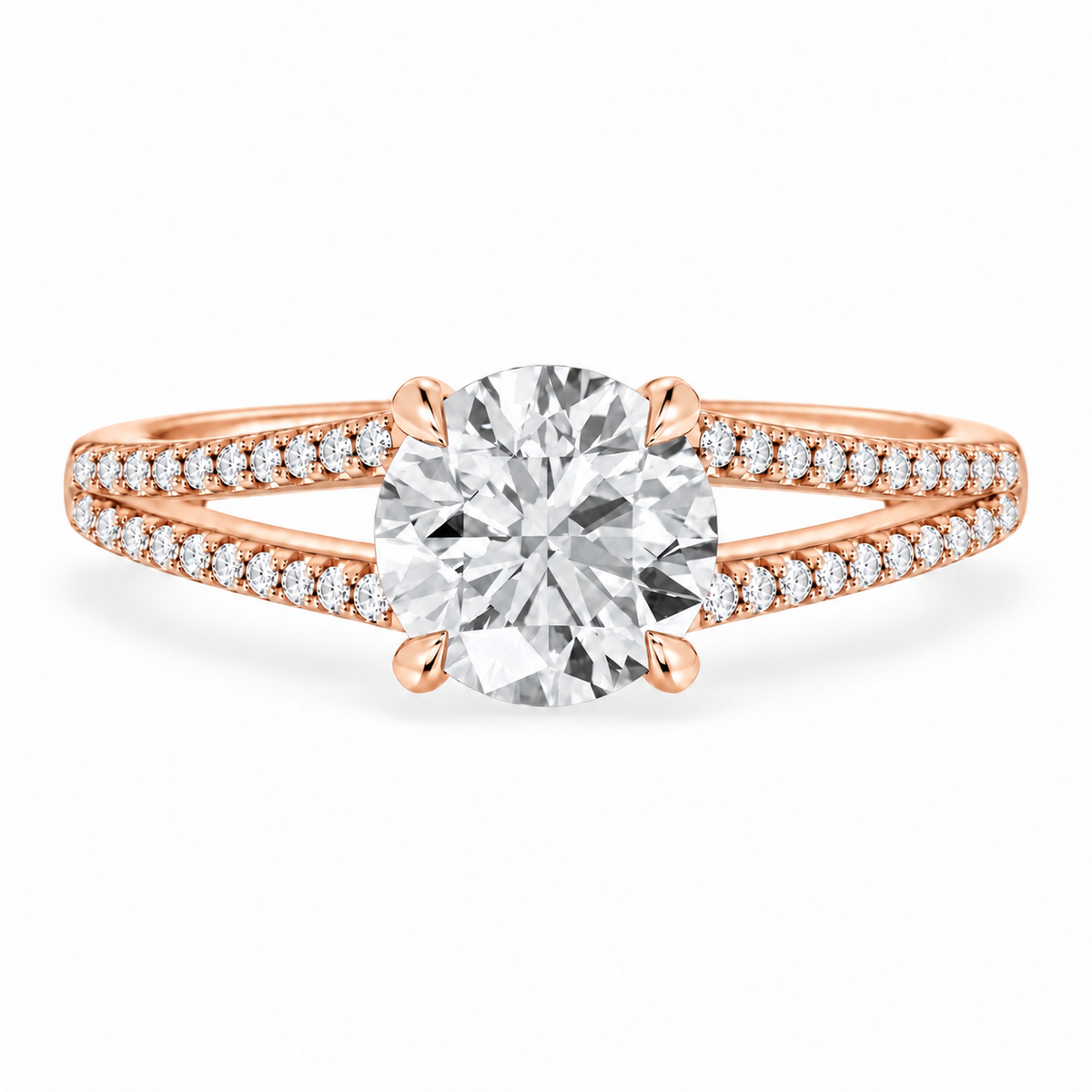 Round, rose gold