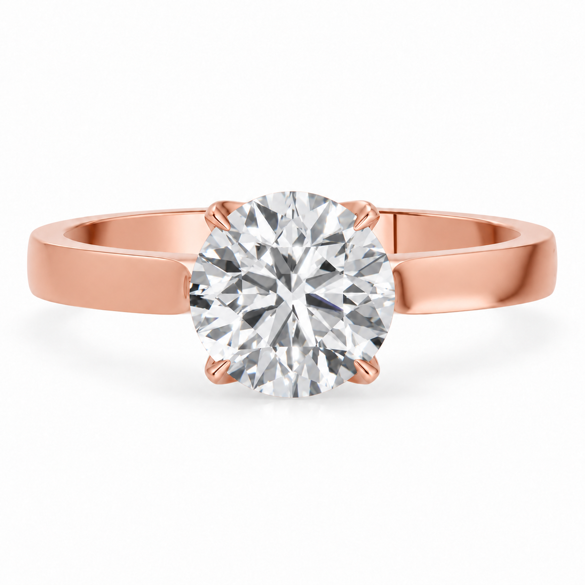 Round, rose gold