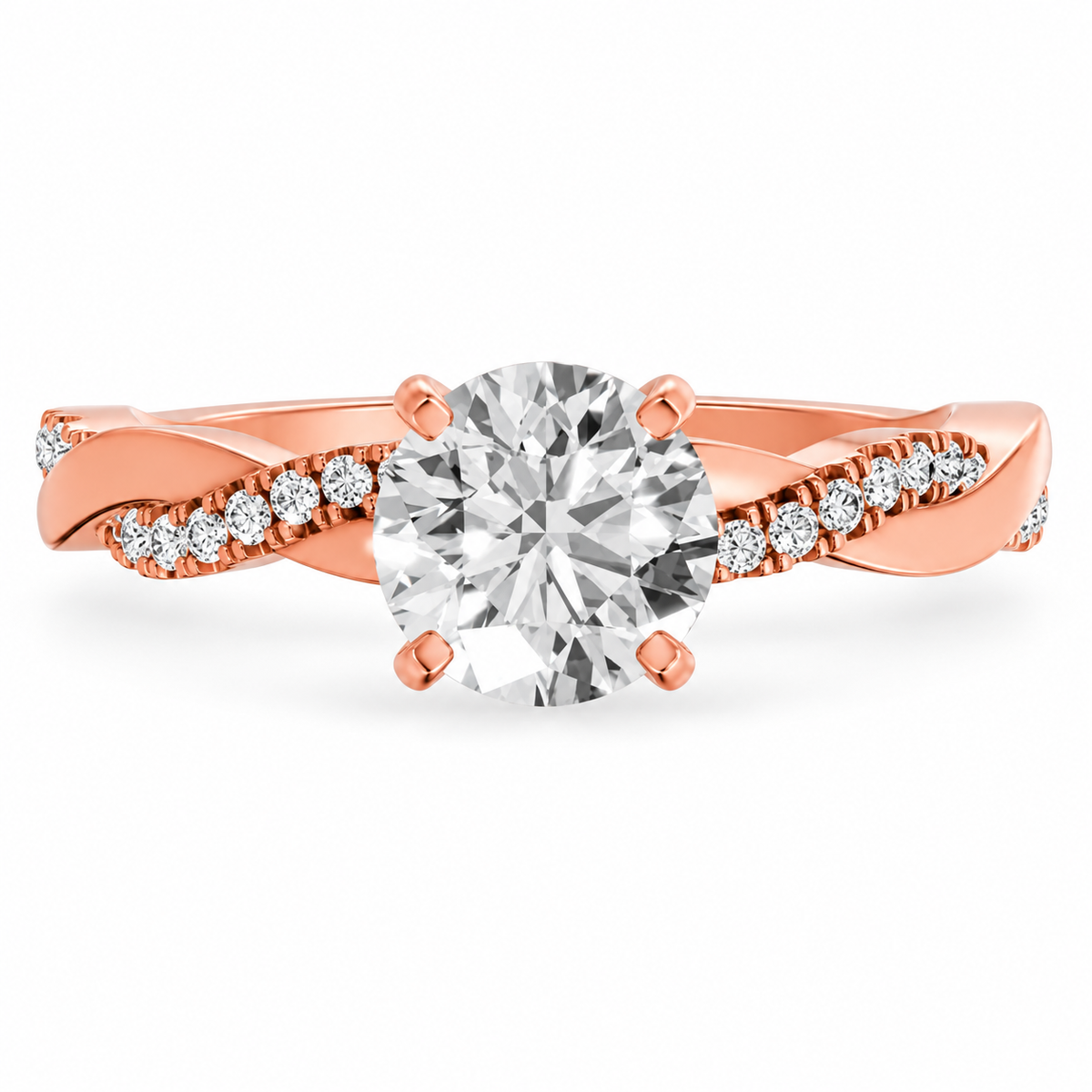 Round, rose gold