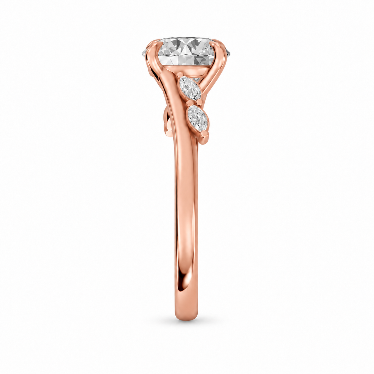 Round, rose gold