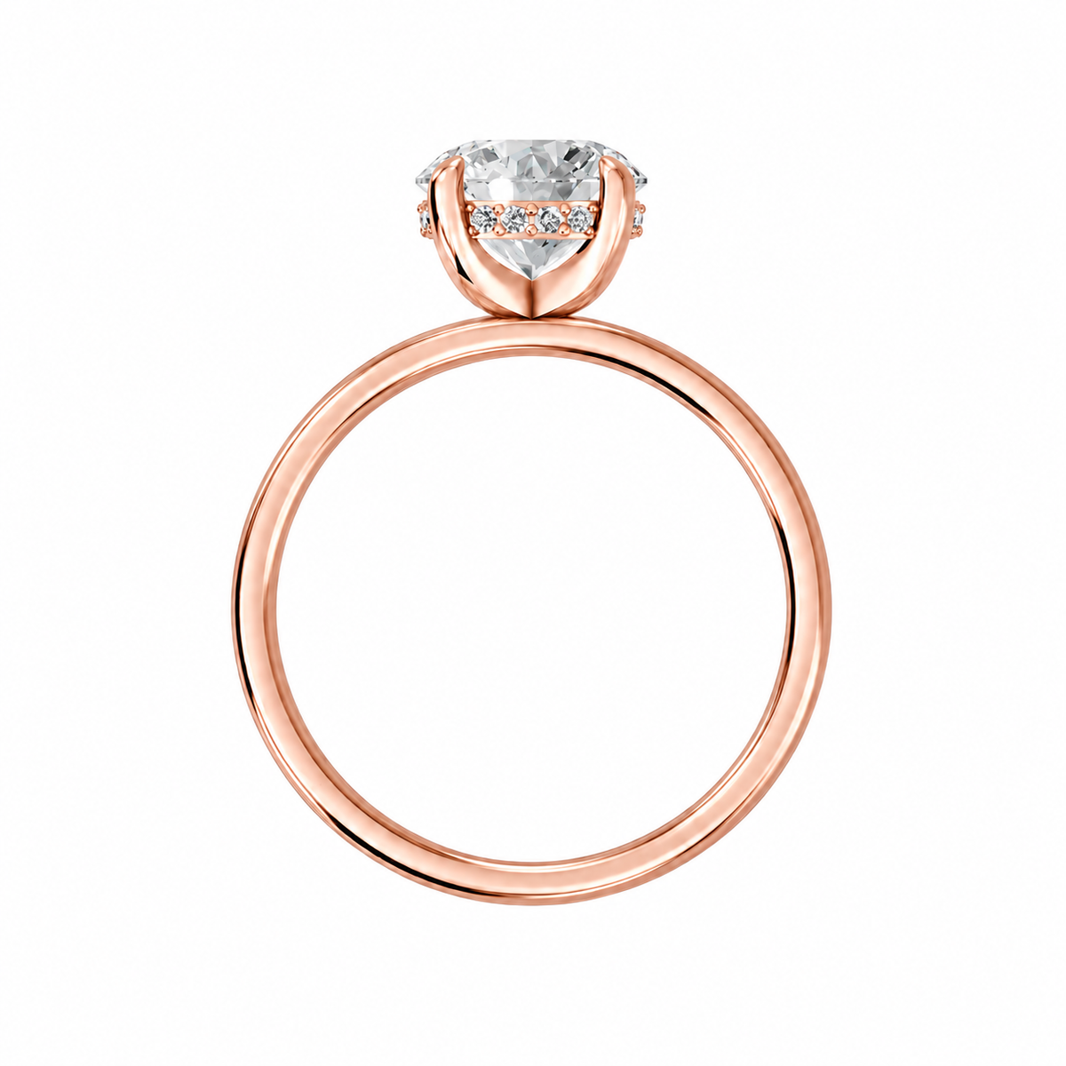 Round, rose gold