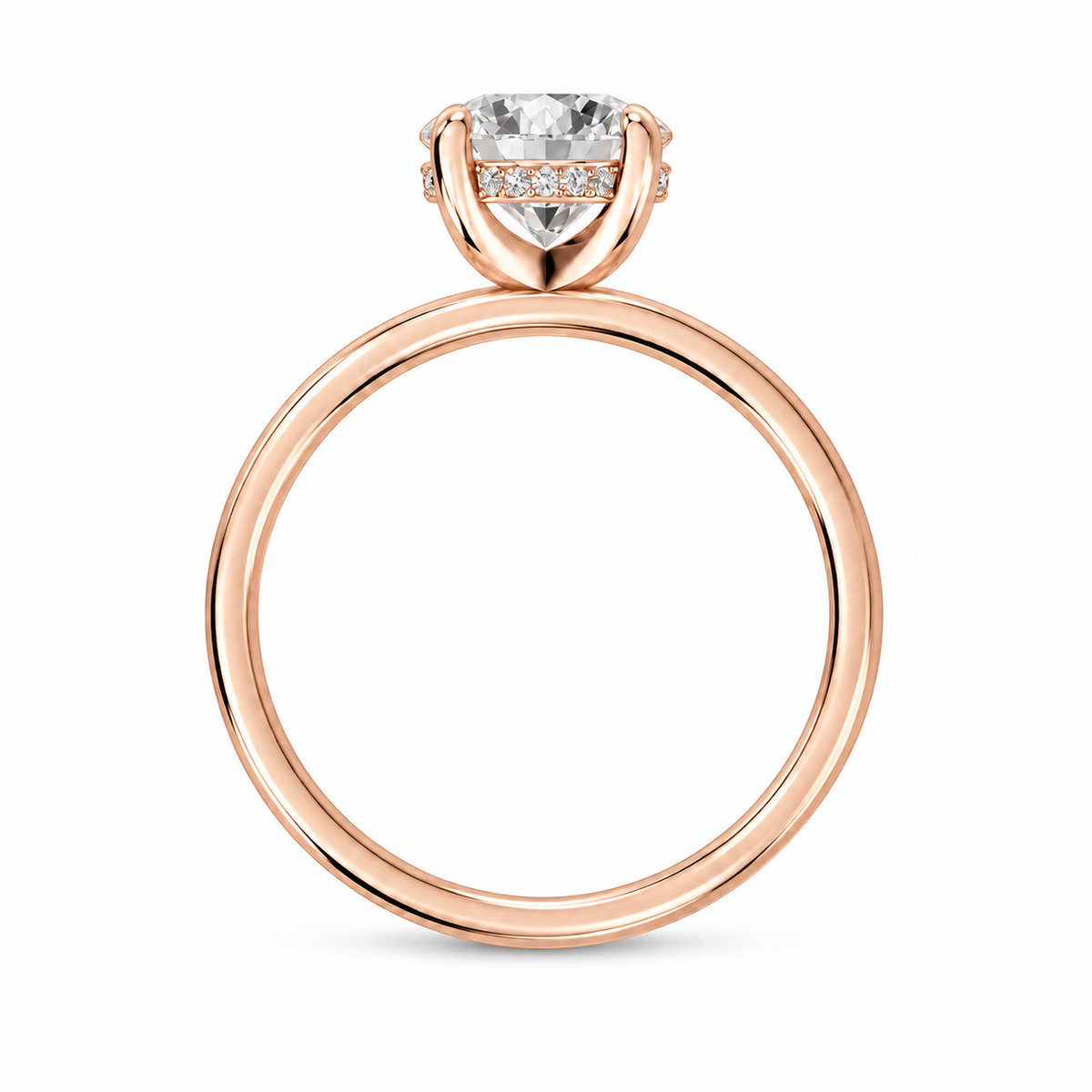 Round, rose gold