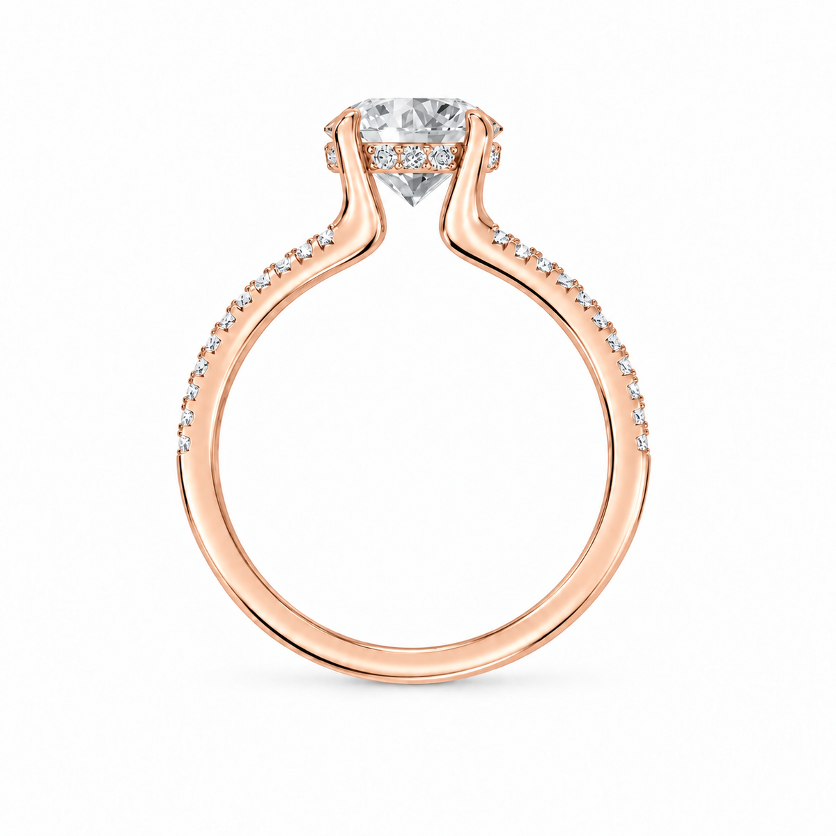 Round, rose gold
