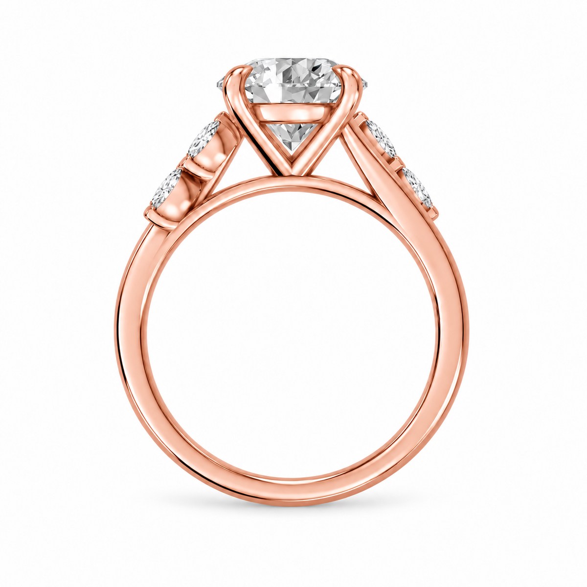 Round, rose gold