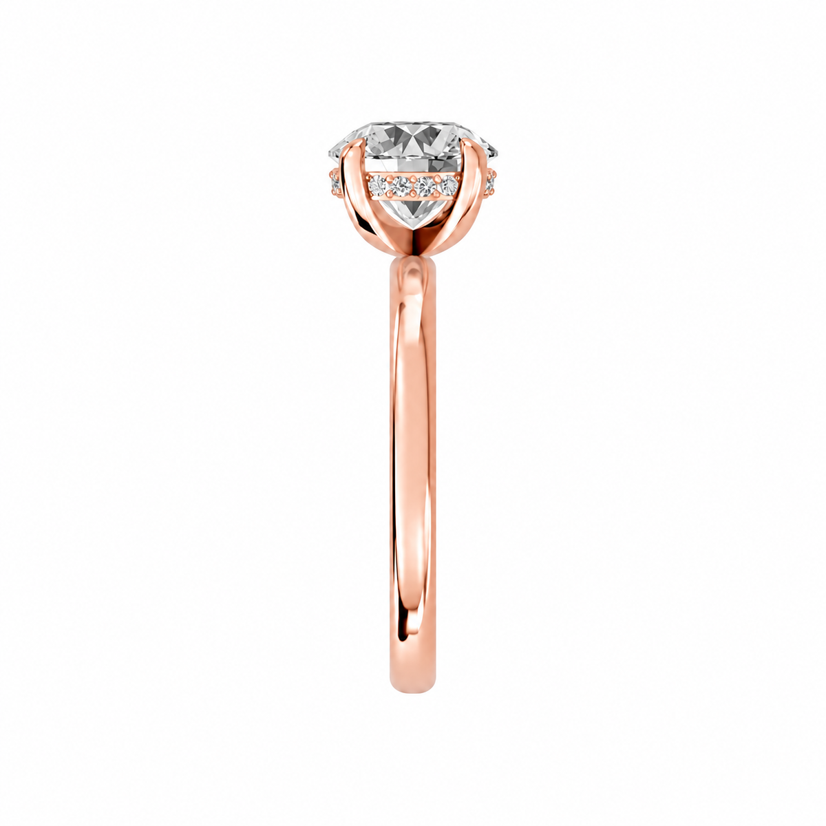 Round, rose gold
