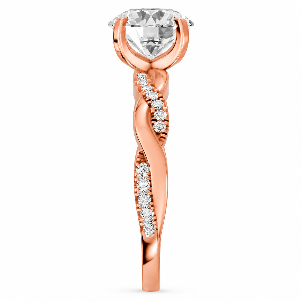 Round, rose gold