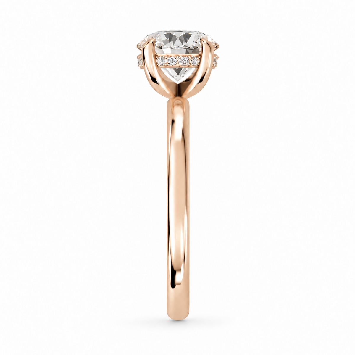 Round, rose gold
