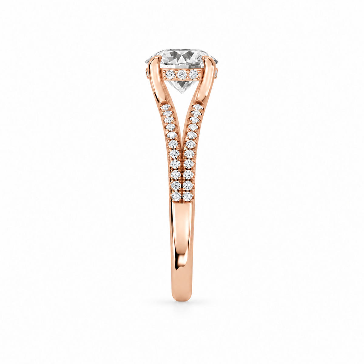 Round, rose gold