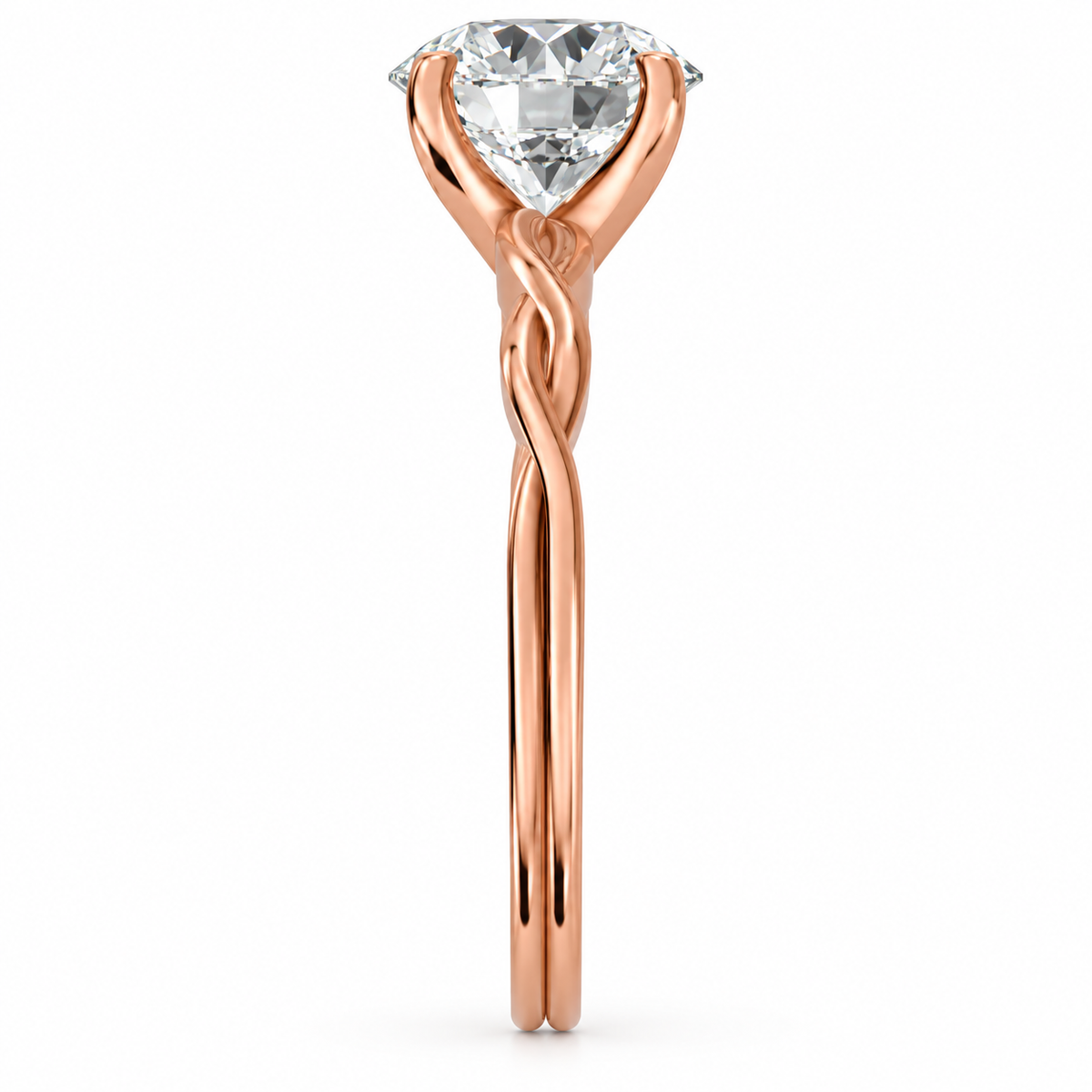 Round, rose gold