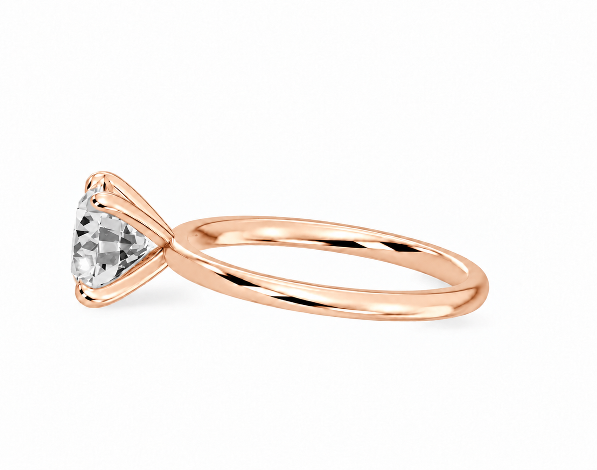 Round, rose gold