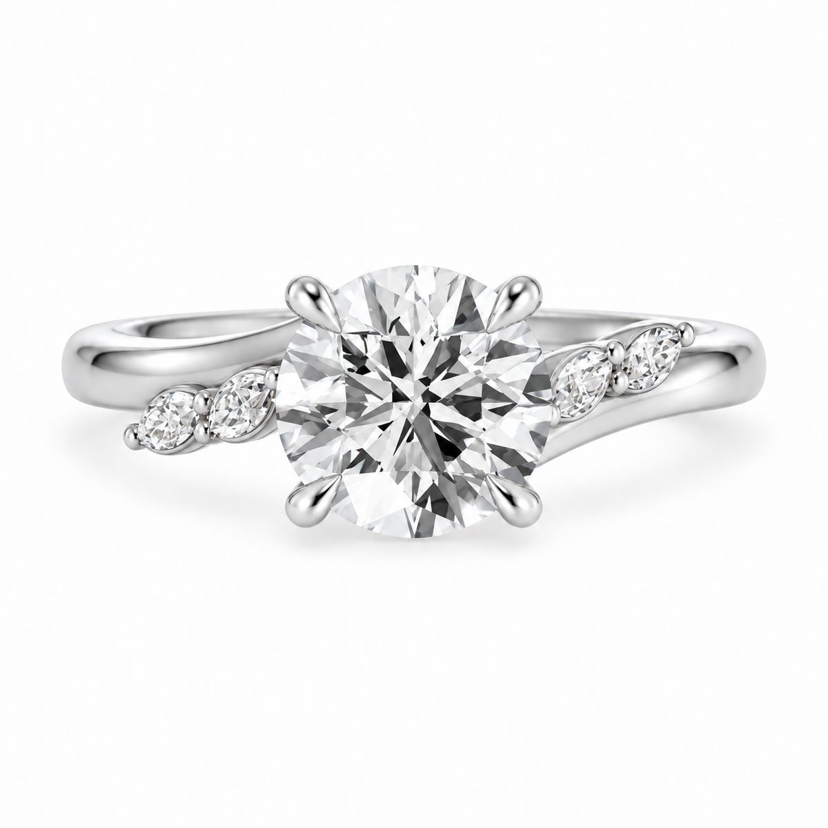 Round, white gold