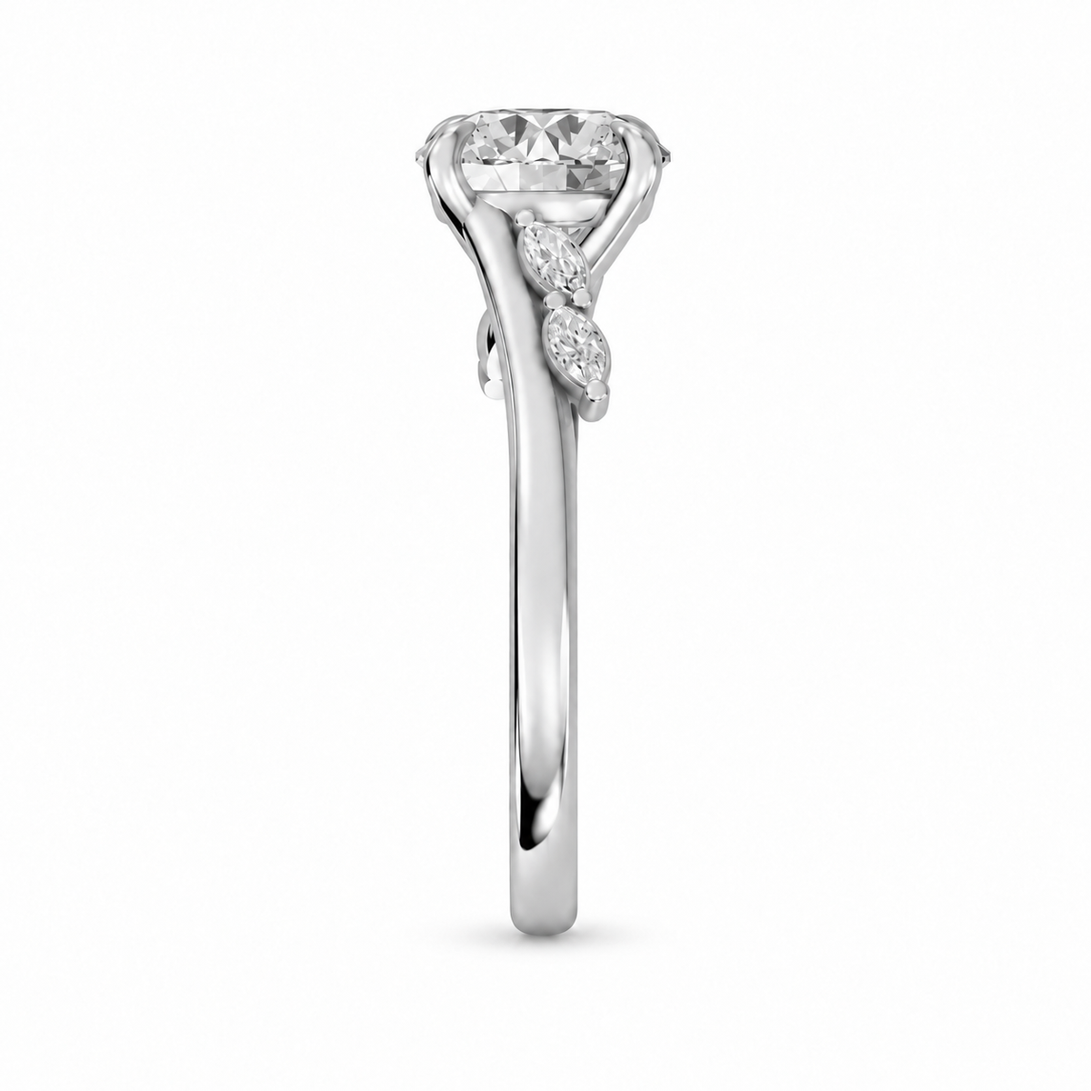 Round, white gold