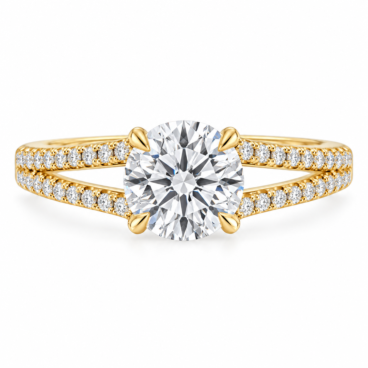 Round, yellow gold
