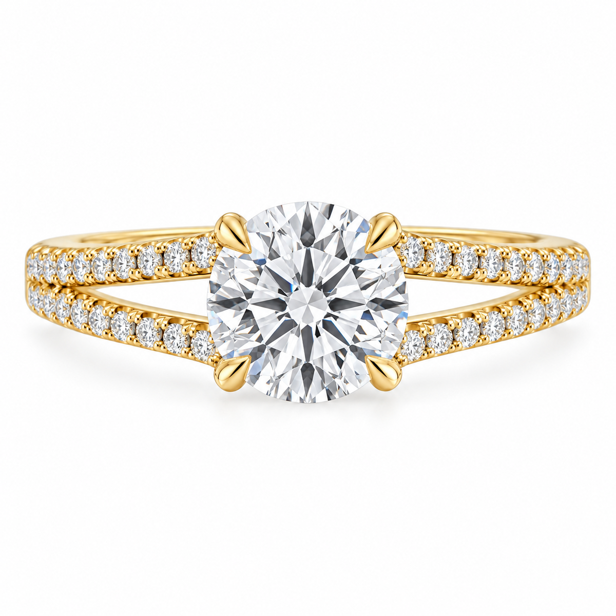 Round, yellow gold
