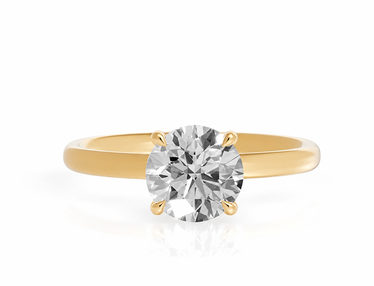 Round, yellow gold