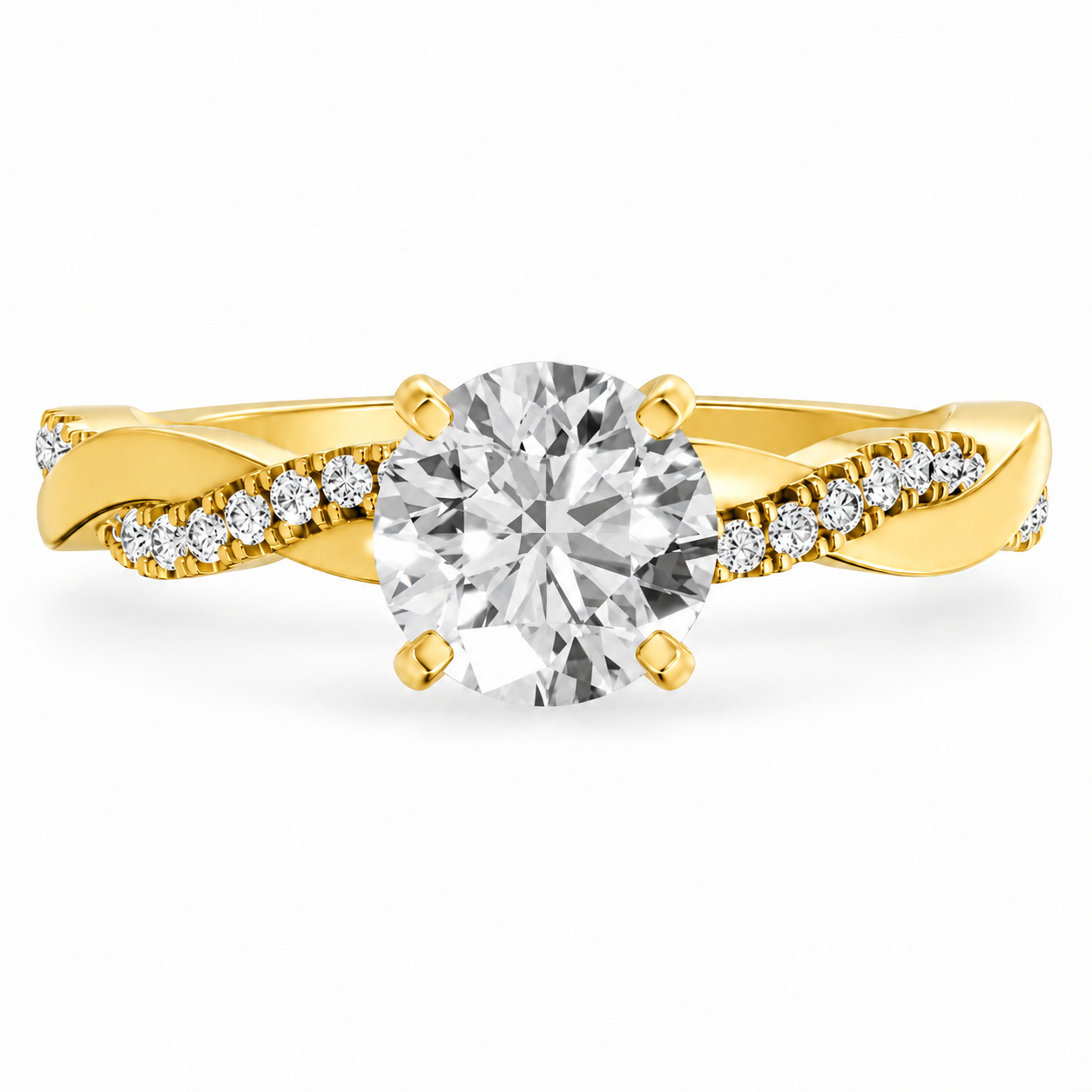 Round, yellow gold