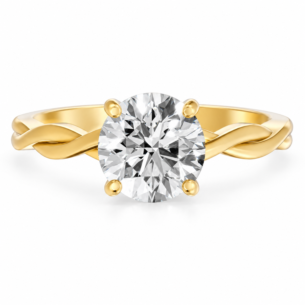 Round, yellow gold