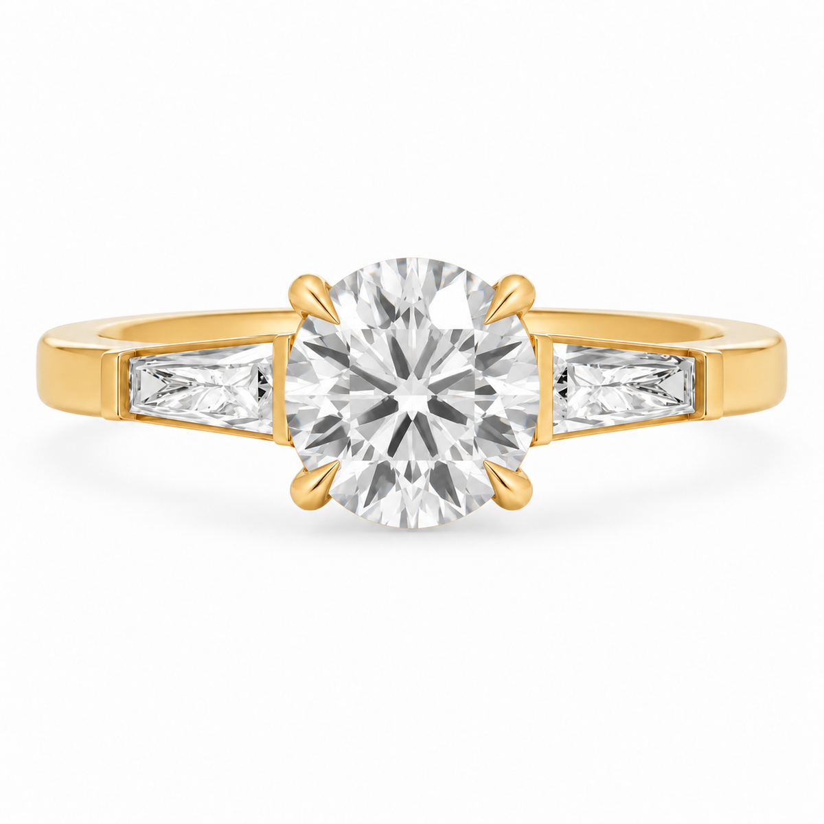 Round, yellow gold