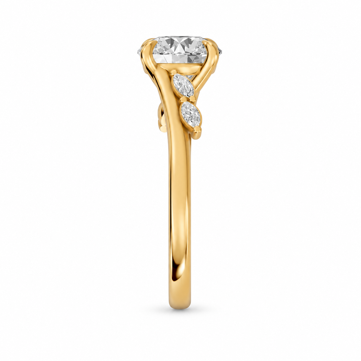 Round, yellow gold