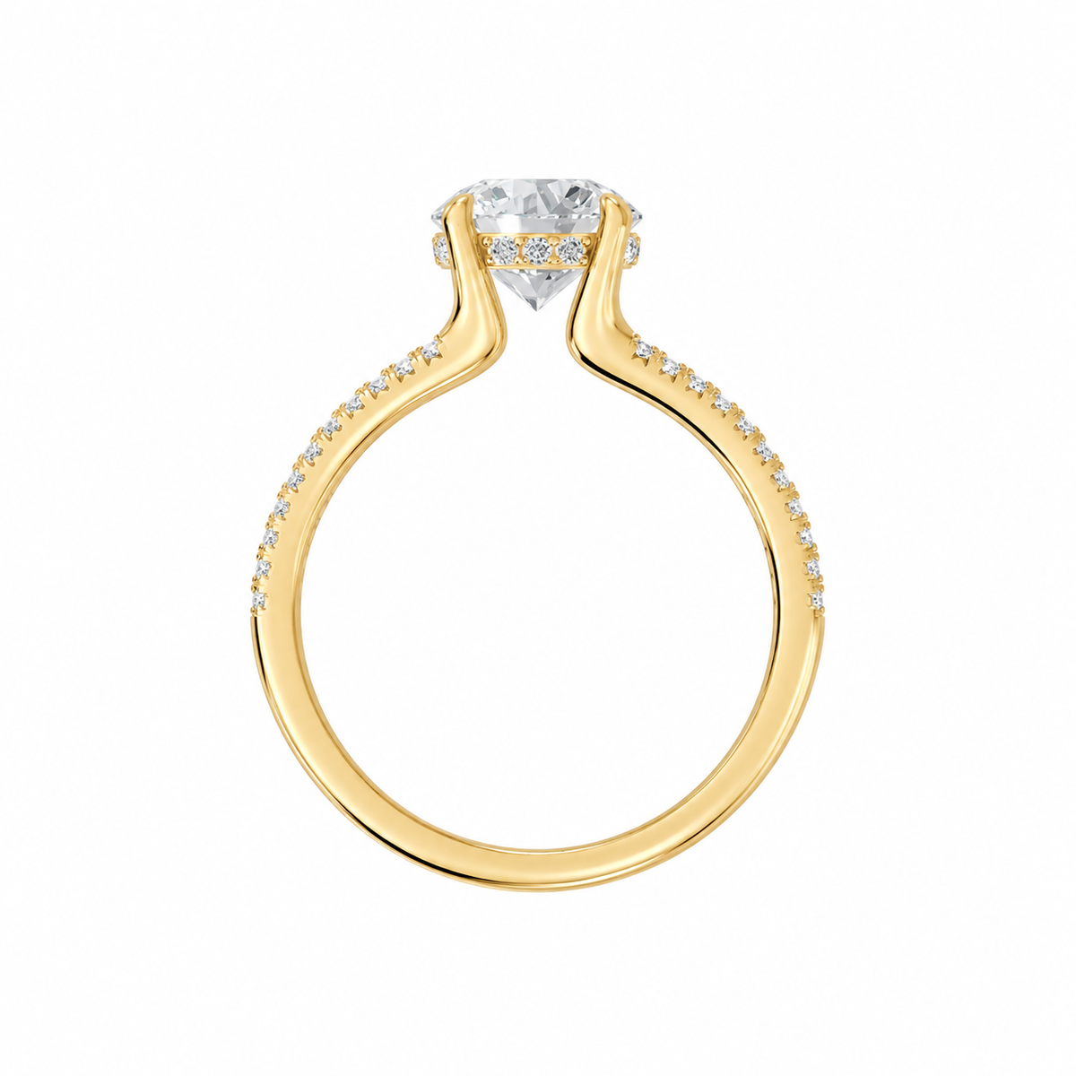 Round, yellow gold