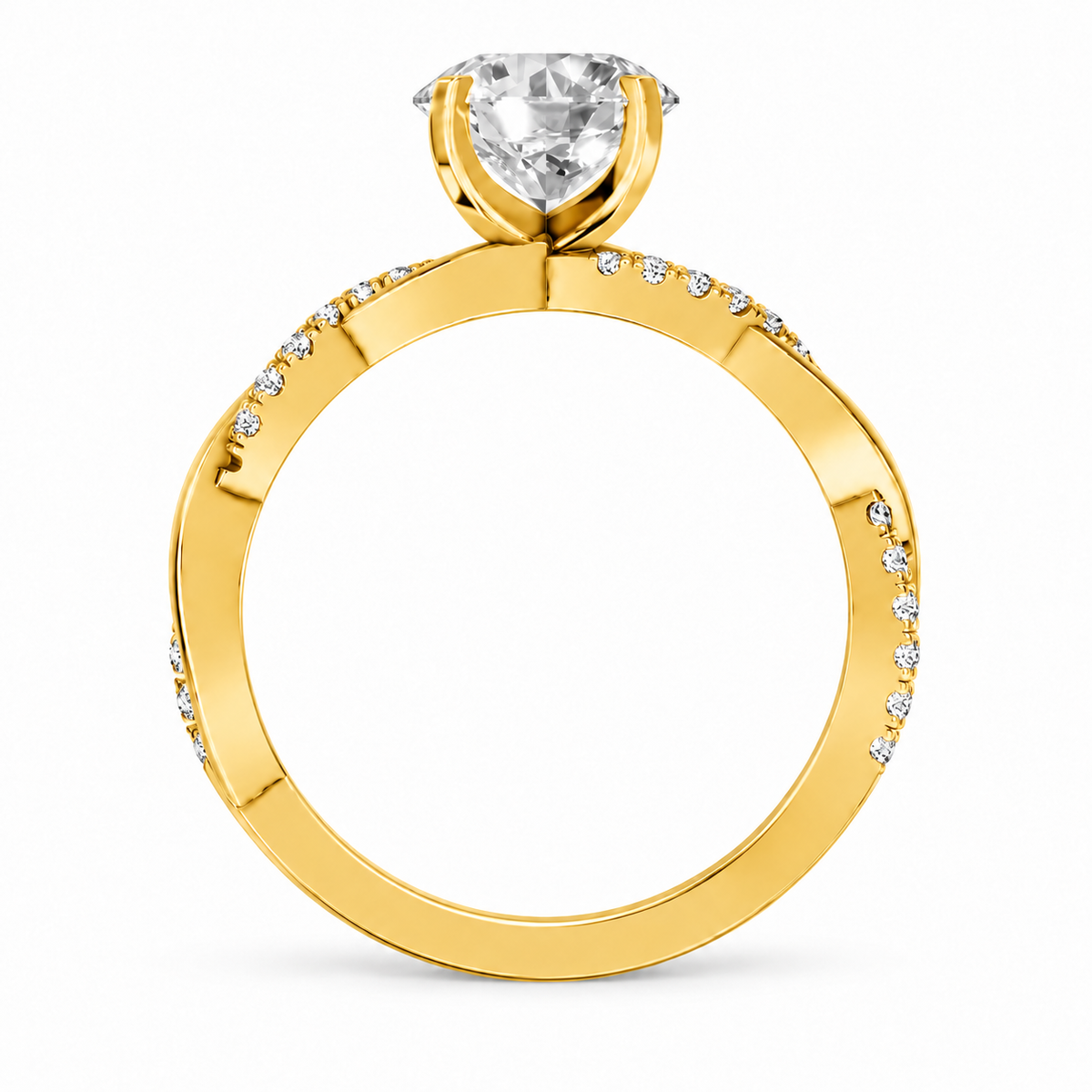 Round, yellow gold